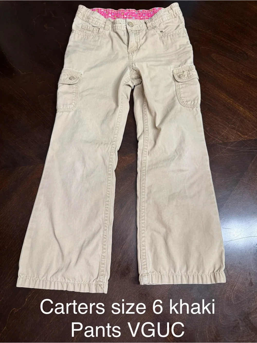 Carter's Khaki Cargo Pants with Pink Waistband